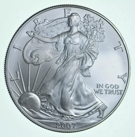 2007 Unc American Silver Eagle 1 Troy Oz .999 Fine Silver