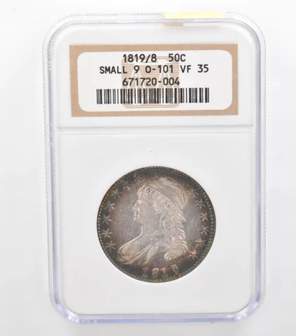1819/8 Capped Bust Half Dollar Small 9 O-101 VF35 NGC Beautiful Tone *3683