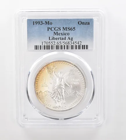 1993 Mo Mexico 1 Onza Silver Libertad MS65 PCGS Beautiful Tone *0912