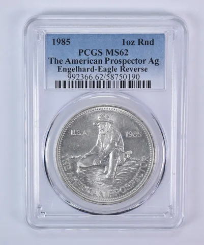 1985 Engelhard Prospector 1 Oz Silver Round Eagle Reverse MS62 PCGS