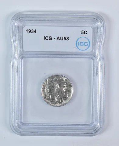 1934 Indian Head Buffalo Nickel AU58 ICG