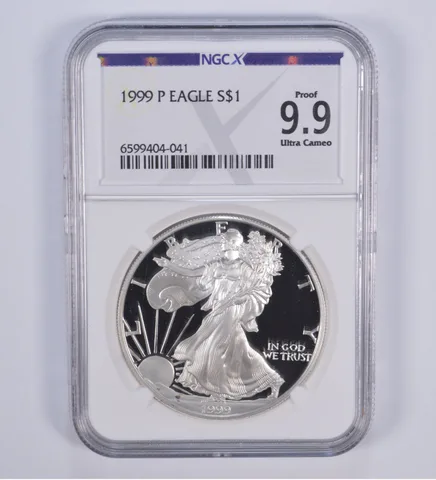 1999-P American Silver Eagle Proof 9.9 NGC X NGCX - Almost PERFECT