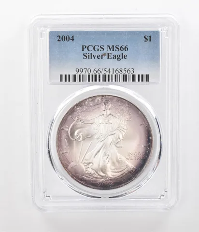 2004 American Silver Eagle MS66 PCGS Beautiful Tone a1272