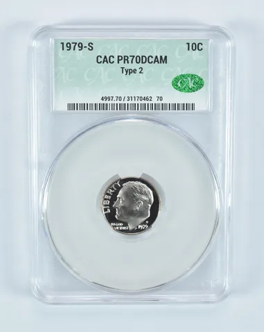1979-S Roosevelt Dime Type 2 PR70 DCAM CAC CACg