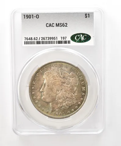 1901-O Morgan Silver Dollar MS62 CAC CACg Beautiful Tone a6596