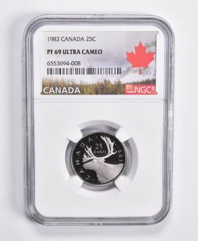 1983 Canadian 25C Quarter PF69 UCam NGC Canada Lbl