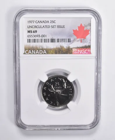 1977 Canada 25C Quarter Unc Set Issue MS69 NGC Canada Lbl