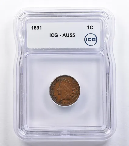 1891 Indian Head Cent AU55 ICG *2188