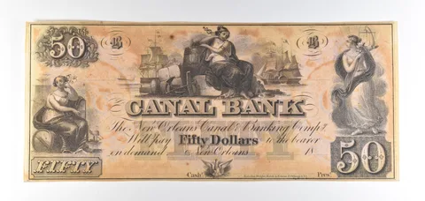 1800s $50 New Orlean LA Canal Bank Obsolete Note *8856