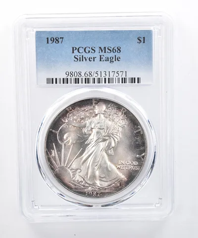 1987 American Silver Eagle MS68 PCGS Peripheral Tone *8280
