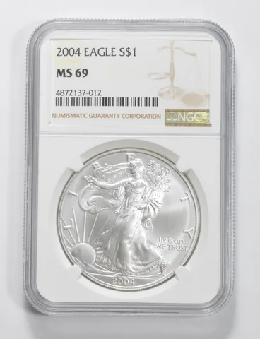 2004 American Silver Eagle MS69 NGC Brown Label