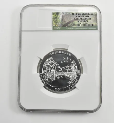 2011 5 Oz Silver Quarter America The Beautiful Chickasaw ER MS69 DPL NGC *1587