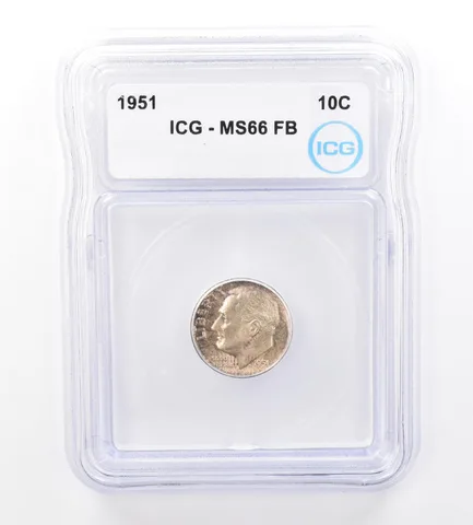 1951 Roosevelt Dime MS66 FB ICG Beautiful Tone *1678