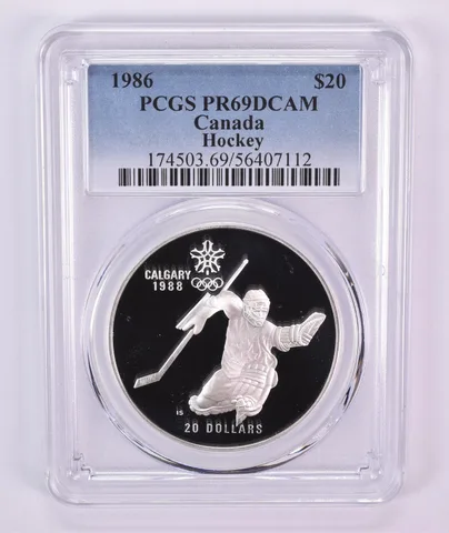 1986 Canada 20 Dollars Calgary Olympics Hockey PR69 DCAM PCGS