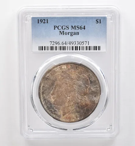 1921 Morgan Silver Dollar MS64 PCGS Beautiful Tone *9557