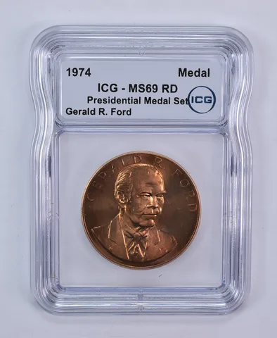 (1974) Bronze Medal Gerald R Ford Presidential Medal Set MS69 RD ICG