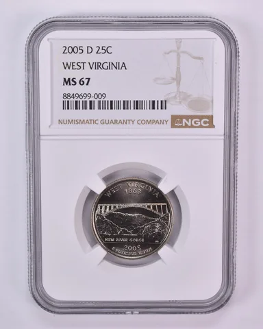 2005-D Washington State Quarter West Virginia MS67 NGC Brown Label