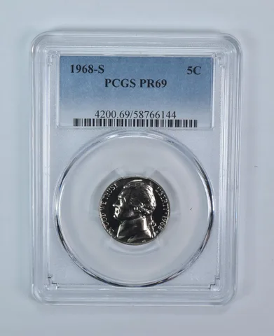 1968-S Jefferson Nickel PR69 PCGS Blue Label