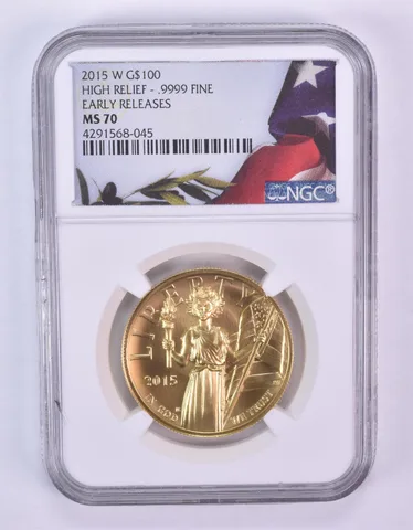 2015-W $100 American Gold Liberty High Relief Early Release 1 Oz MS70 NGC *1082