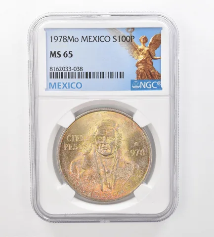 1978 Mo Mexico 100 Pesos Silver MS65 NGC Beautiful Tone *0904