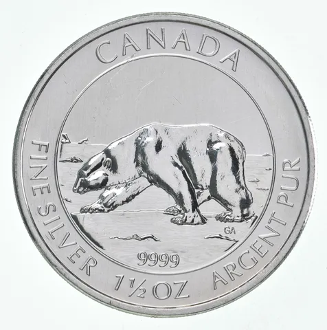 2013 Canada 8 Dollars Silver Polar Bear 1 1/2 Oz 1.5 Oz Silver