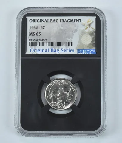 1936 Indian Head Buffalo Nickel Original Bag Fragment MS65 NGC