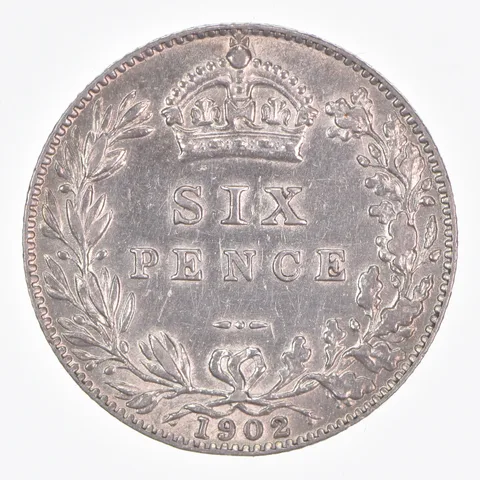 Better Date - 1902 Great Britain 6 Pence World Coin- Silver *109