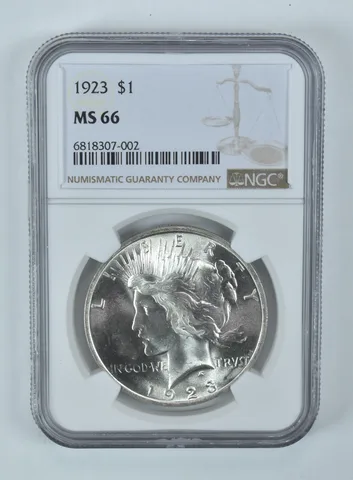 1923 Peace Silver Dollar MS66 NGC Brown Label