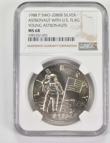 MS68 1988-P Young Astronauts Silver Medal - SWO-208IIB - Graded NGC a9689