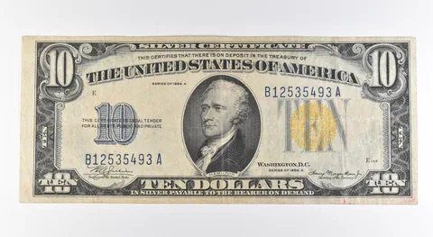 1934 A $10 Silver Certificate Yellow Seal North Africa Fr#2309 *0437