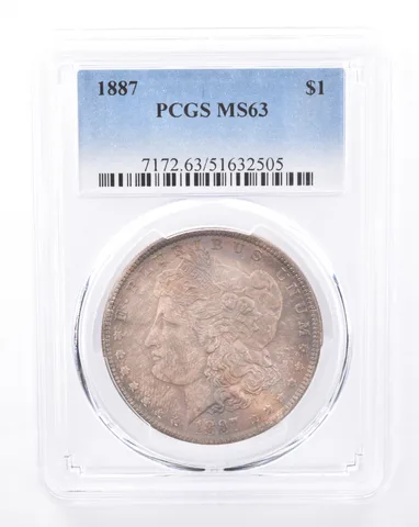 1887 Morgan Silver Dollar MS63 PCGS Beautiful Tone *9440