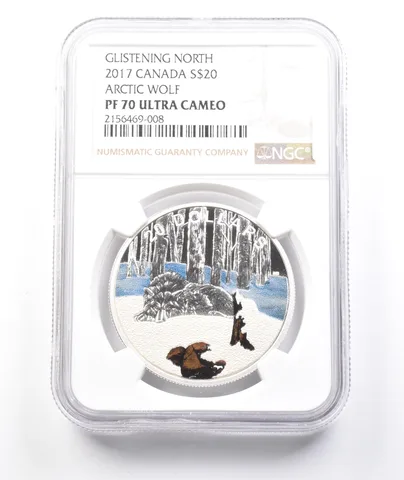 2017 Canada 20 Dollars Silver Glistening North Arctic Wolf PF70 UCAM NGC a3801