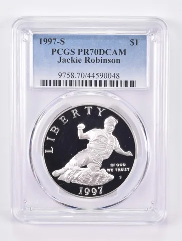 1997-S Jackie Robinson Commemorative Silver Dollar PR70 DCAM PCGS