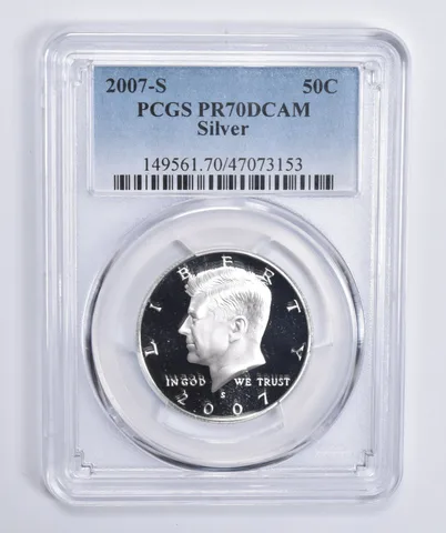 2007-S Kennedy Half Dollar Silver PR70 DCAM PCGS Blue Lbl