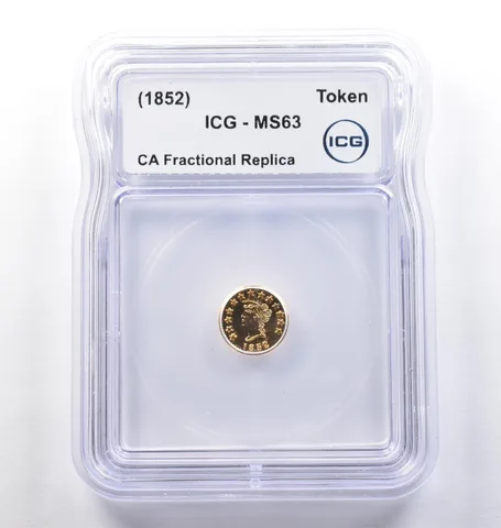 (1852) CA Fractional Gold Style Token Liberty Head 1/2 Dollar MS63 ICG *3797