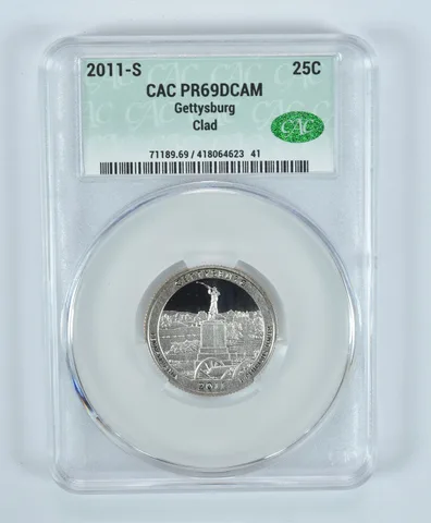 2011-S Washington Quarter Gettysburg CLAD ATB PR69 DCAM CAC CACg