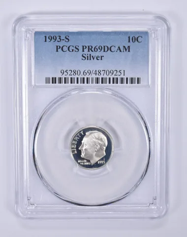 1993-S Roosevelt Dime Silver PR69 DCAM PCGS Blue Label