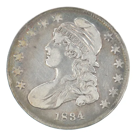 1834 Capped Bust Half Dollar Small Date Large Letters Beautiful Tone *5160