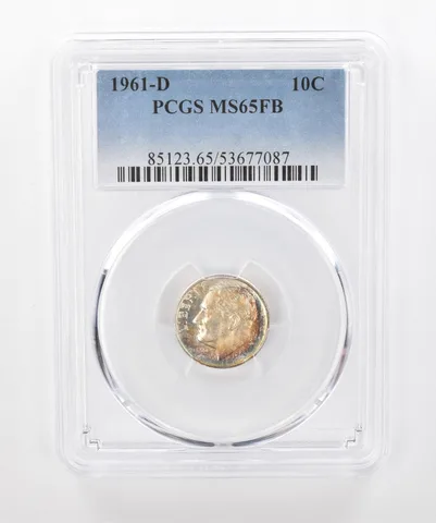 1961-D Roosevelt Dime MS65 FB PCGS Beautiful Tone a1325