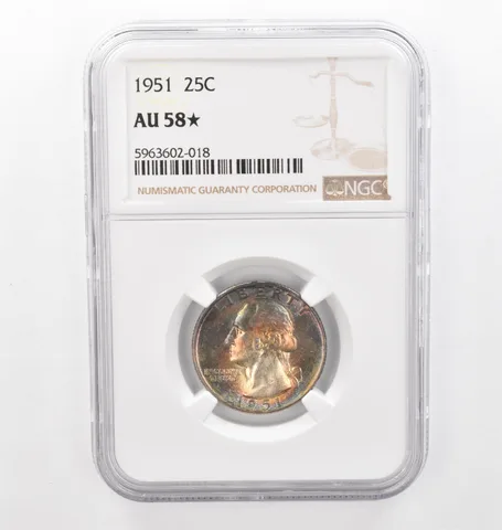 1951 Washington Quarter AU58* STAR NGC Beautiful Tone *2316