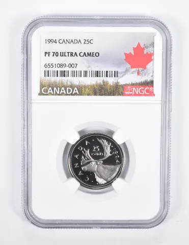 1994 Canada 25C Quarter PF70 NGC Canada Lbl