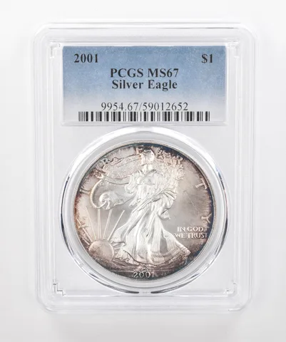 2001 American Silver Eagle MS67 PCGS Beautiful Tone *1532