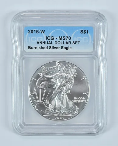 2016-W Burnished Silver Eagle Annual Dollar Set MS70 ICG