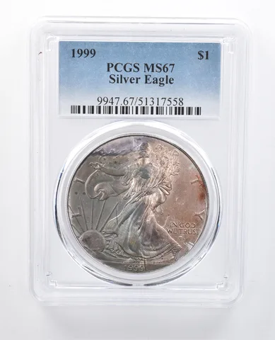 1999 American Silver Eagle MS67 PCGS Beautiful Tone a8004