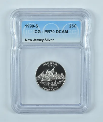 1999-S Washington State Quarter New Jersey Silver PR70 DCAM ICG