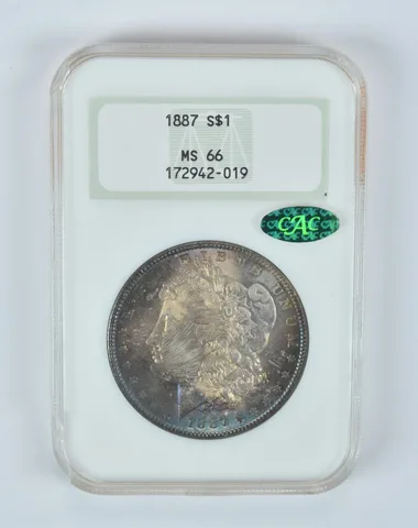 MS66 1887 Morgan Silver Dollar CAC NGC Beautifully Toned a7606