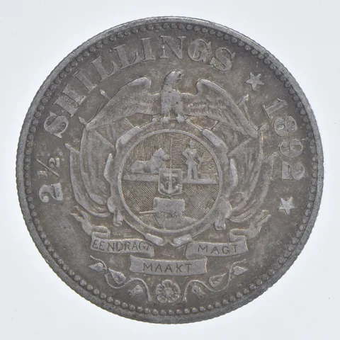 SILVER - WORLD Coin - 1892 South Africa 2 1/2 Shillings - World Silver Coin *763