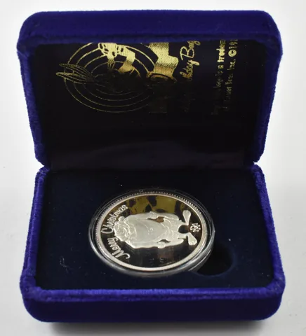 1 Oz Silver Round Taz Tasmanian Devil Merry Christmas Warner Bros w/Holder