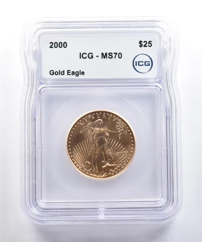 2000 $25 American Gold Eagle 1/2 Oz Gold MS70 ICG