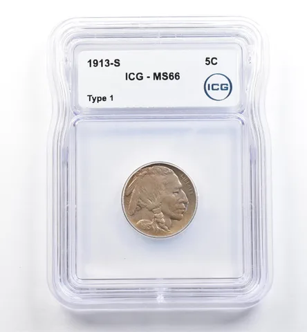 1913-S Indian Head Buffalo Nickel Type 1 MS66 ICG *0093